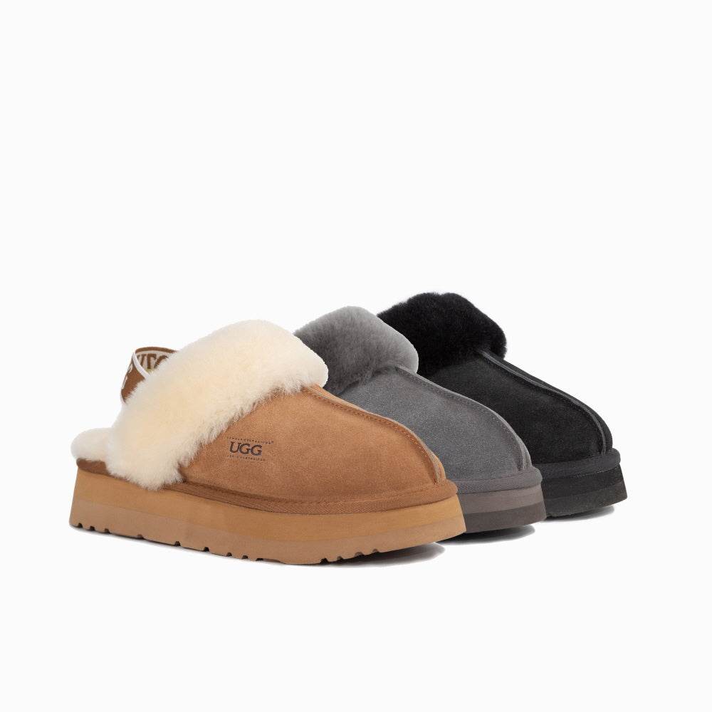 OZWEAR UGG PLATFORM SLIPPER (WATER RESISTANT)(Elastic Backstrap) OB724PEB