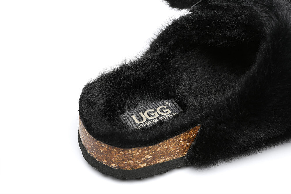 Black fuzzy ugg discount slippers