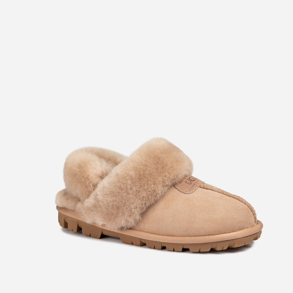 OZWEAR UGG COQUETTE SLIPPER (ELASTIC LOGO & WOOL STRAP)( DETACHABLE FEATURE)(2CM) OB114CD