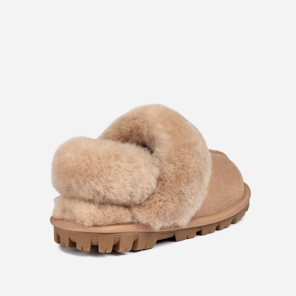 OZWEAR UGG COQUETTE SLIPPER (ELASTIC LOGO & WOOL STRAP)( DETACHABLE FEATURE)(2CM) OB114CD