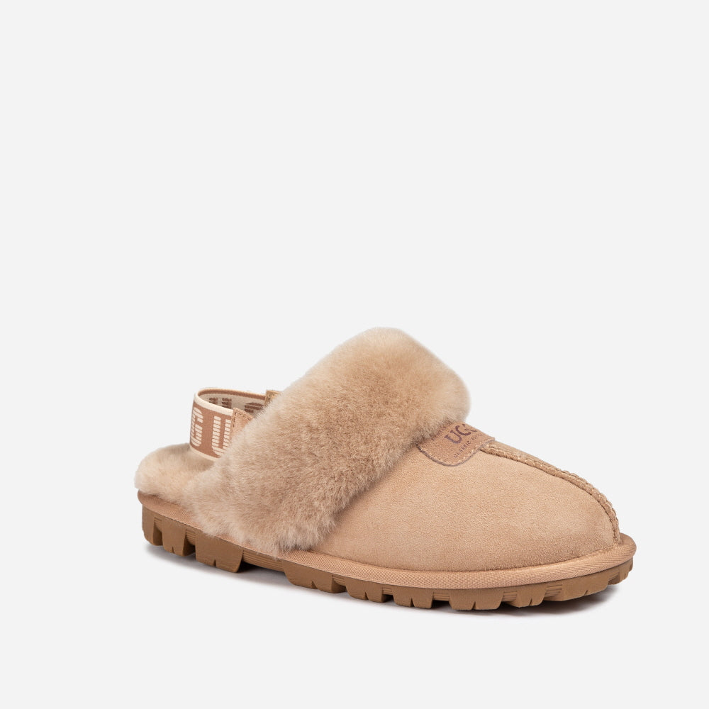 OZWEAR UGG COQUETTE SLIPPER (ELASTIC LOGO & WOOL STRAP)( DETACHABLE FEATURE)(2CM) OB114CD