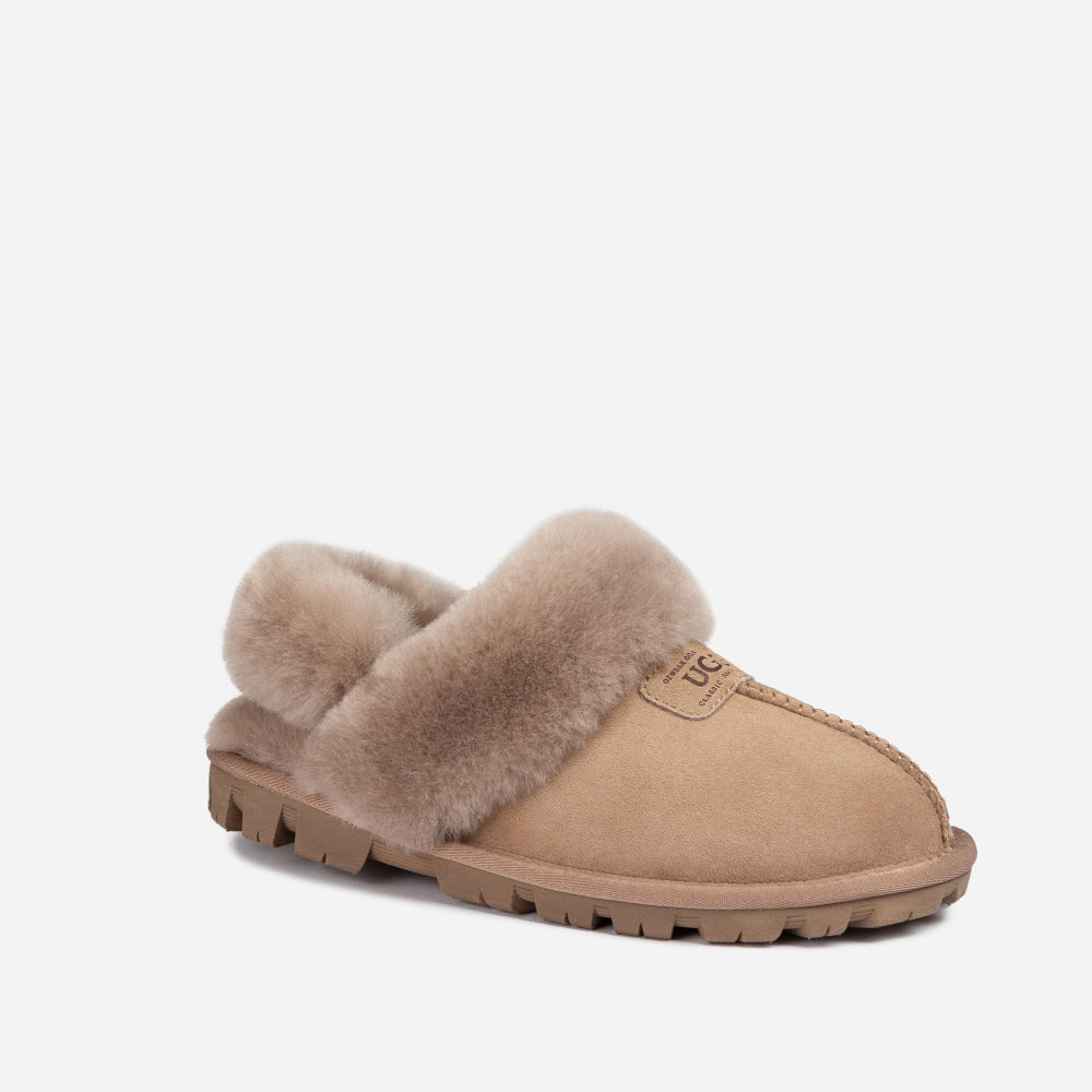 OZWEAR UGG COQUETTE SLIPPER (ELASTIC LOGO & WOOL STRAP)( DETACHABLE FEATURE)(2CM) OB114CD