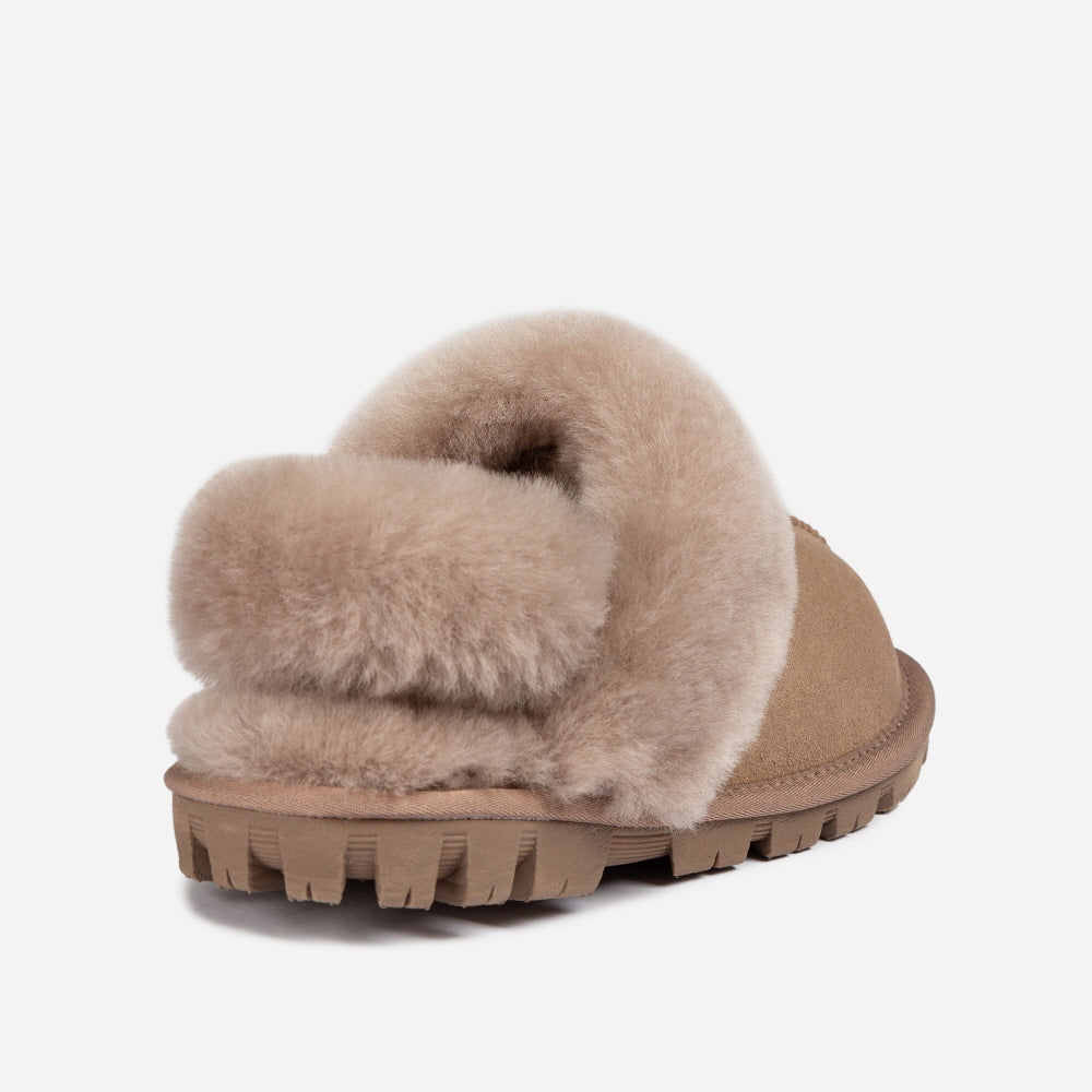 OZWEAR UGG COQUETTE SLIPPER (ELASTIC LOGO & WOOL STRAP)( DETACHABLE FEATURE)(2CM) OB114CD