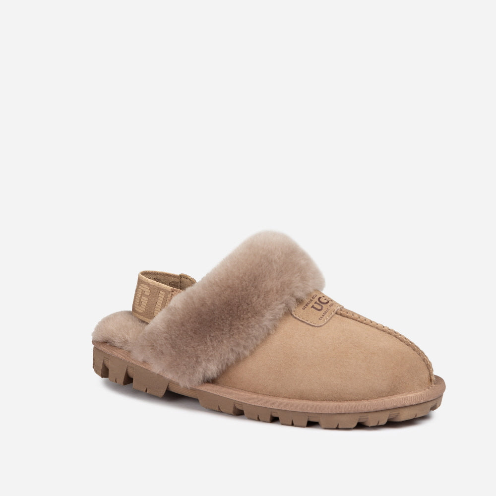 OZWEAR UGG COQUETTE SLIPPER (ELASTIC LOGO & WOOL STRAP)( DETACHABLE FEATURE)(2CM) OB114CD