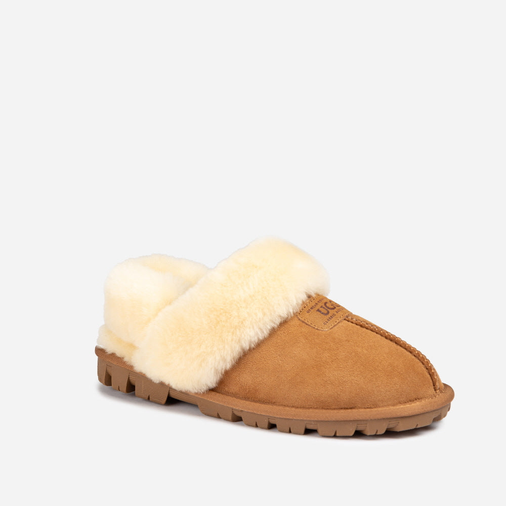 OZWEAR UGG COQUETTE SLIPPER (ELASTIC LOGO & WOOL STRAP)( DETACHABLE FEATURE)(2CM) OB114CD