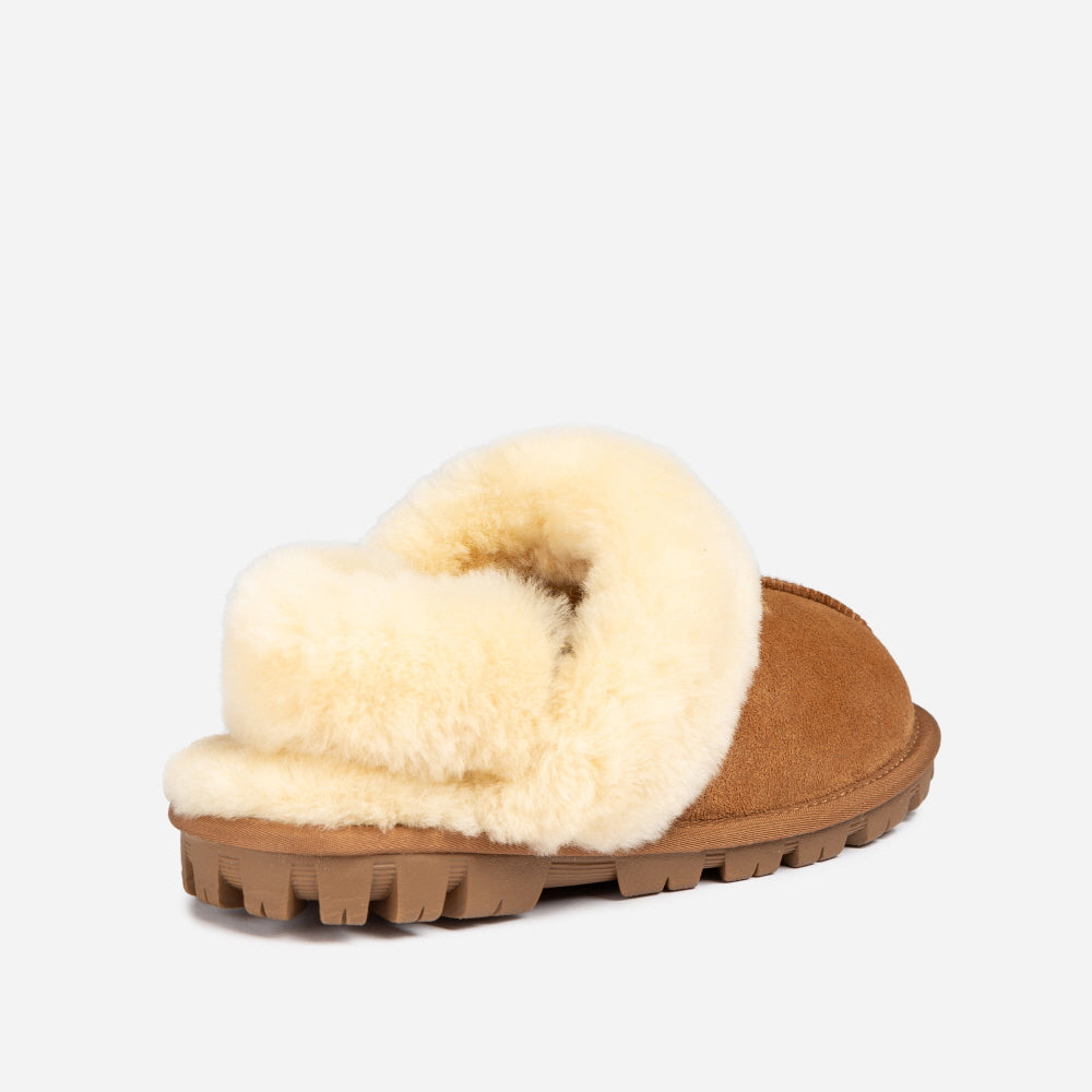 OZWEAR UGG COQUETTE SLIPPER (ELASTIC LOGO & WOOL STRAP)( DETACHABLE FEATURE)(2CM) OB114CD