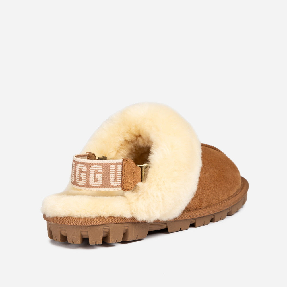 OZWEAR UGG COQUETTE SLIPPER (ELASTIC LOGO & WOOL STRAP)( DETACHABLE FEATURE)(2CM) OB114CD